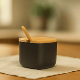 Açucareiro Lume Preto com Tampa de Bambu 200ml